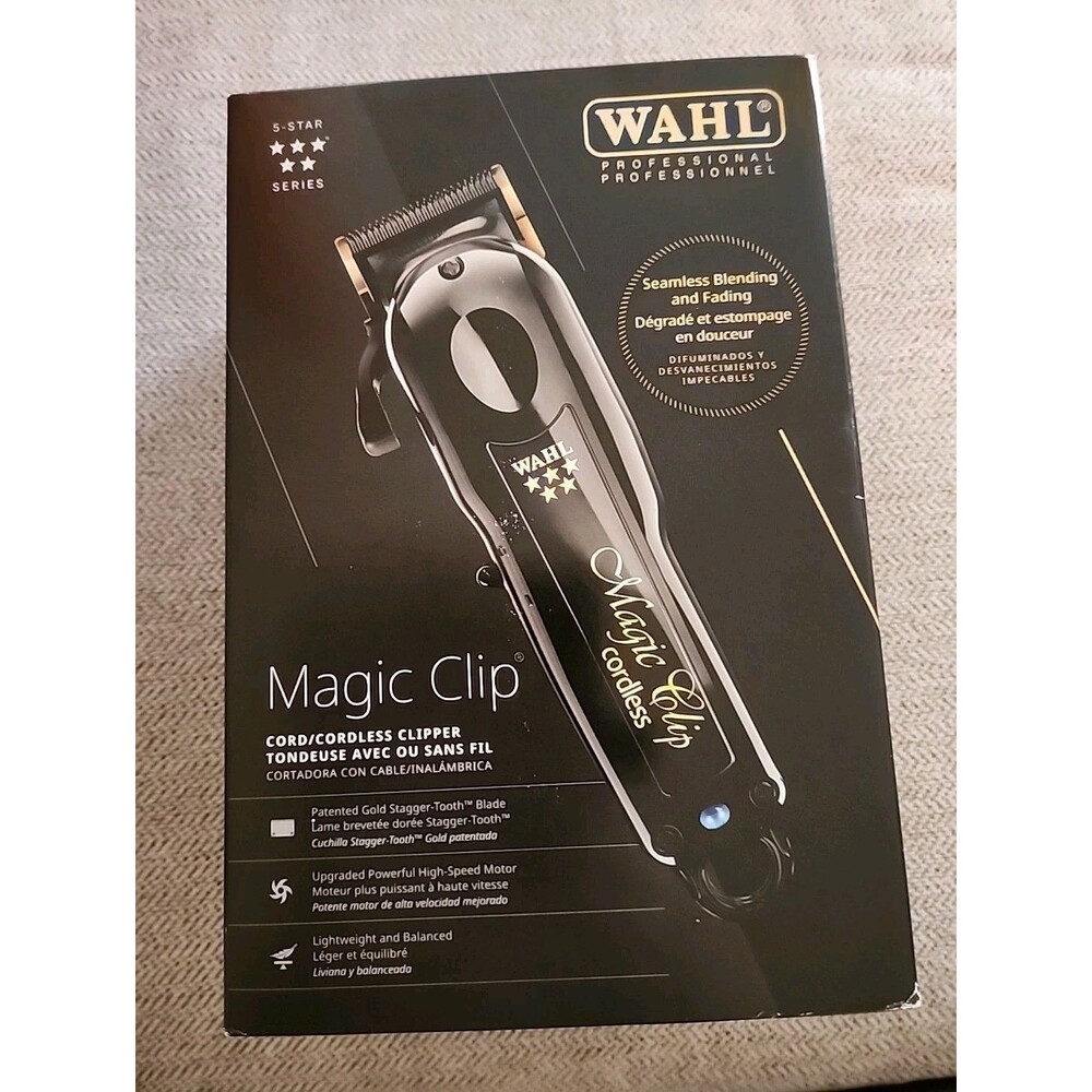Wahl 5 Star Cordless Black/Gold Magic Clip Clippers-3026432 Open Box
